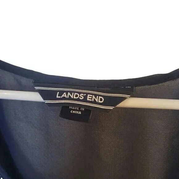 Lands' End Women's Navy Poly Georgette w White Embroidery Tunic Cover Up - Picture 11 of 11